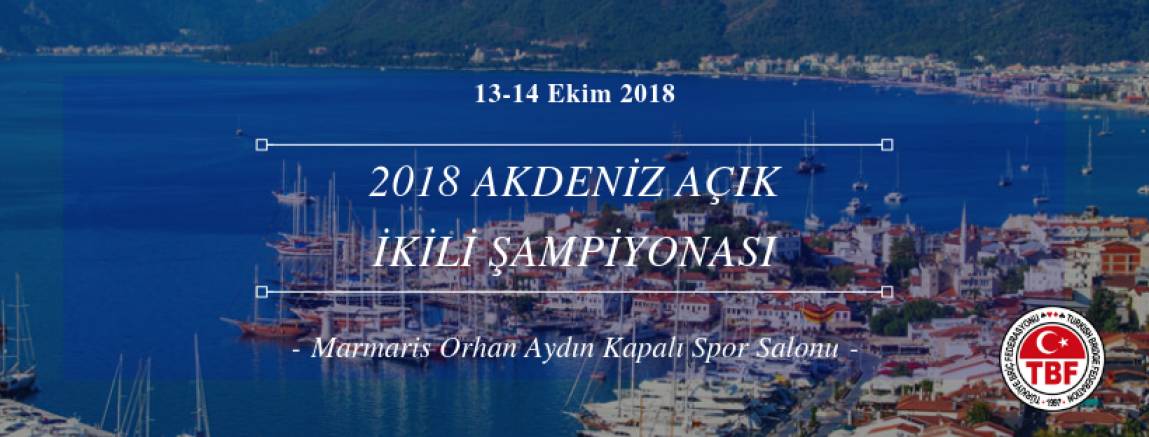2018 Akdeniz Açık ikili 23-24 Ekimde!
